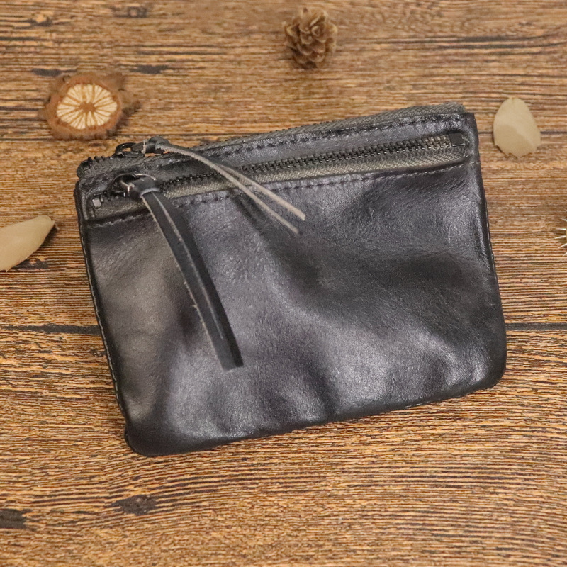 Top layer cowhide vintage distressed coin purse