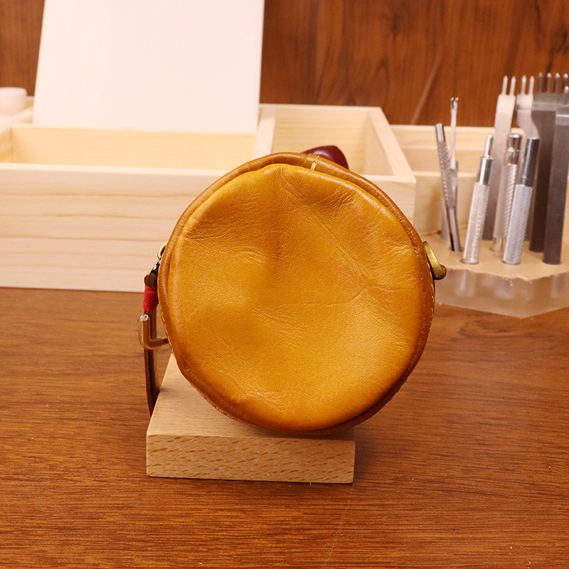 New cowhide coin purse retro handmade headphone bag