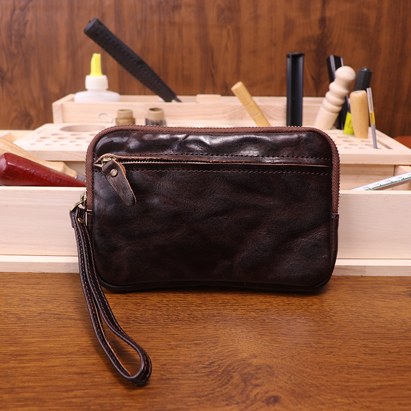 New style distressed handmade cowhide clutch bag