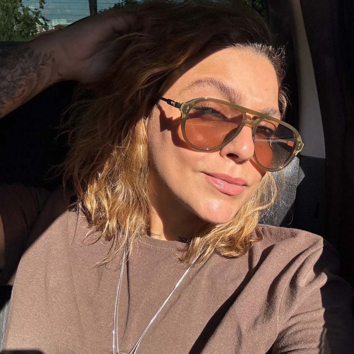 Retro double-beam square-frame sunglasses