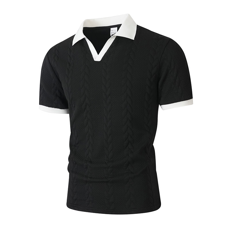 New men's patchwork short-sleeved polo shirt