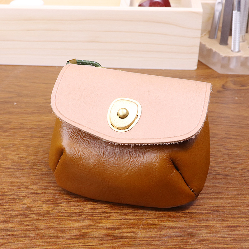 New top layer cowhide headphone bag neck hanging coin purse