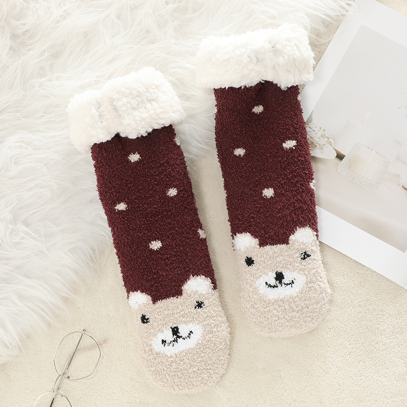 🔥Early Christmas SALE🔥Ultra-thick Cashmere Slipper Home Socks-Love Dots