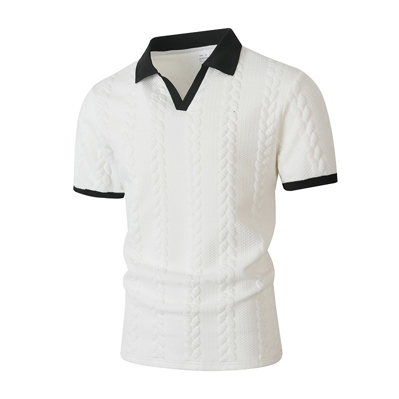 New men's patchwork short-sleeved polo shirt