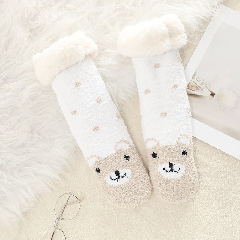 🔥Early Christmas SALE🔥Ultra-thick Cashmere Slipper Home Socks-Love Dots