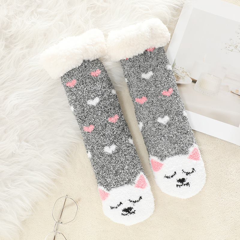 🔥Early Christmas SALE🔥Ultra-thick Cashmere Slipper Home Socks-Love Dots