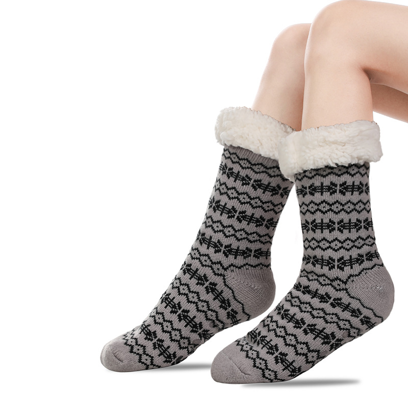 🔥Early Christmas SALE🔥Ultra-thick Cashmere Slipper Home Socks-Snowflake Stripes