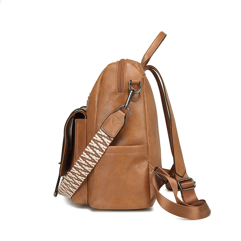 PU Soft Leather Dual-use Shoulder Bag Large Capacity Commuting Backpack For Women