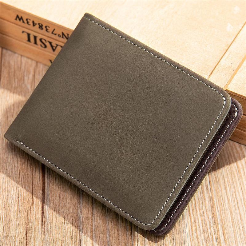 Men's Leather Contrast Design Folded Wallet
