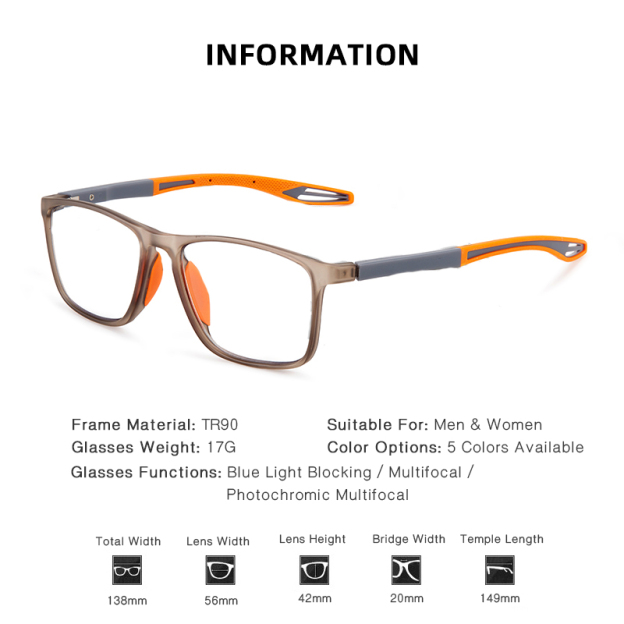 SPORTS TR SQUARE FRAME ULTRA-LIGHT ANTI-BLUE LIGHT READING GLASSES