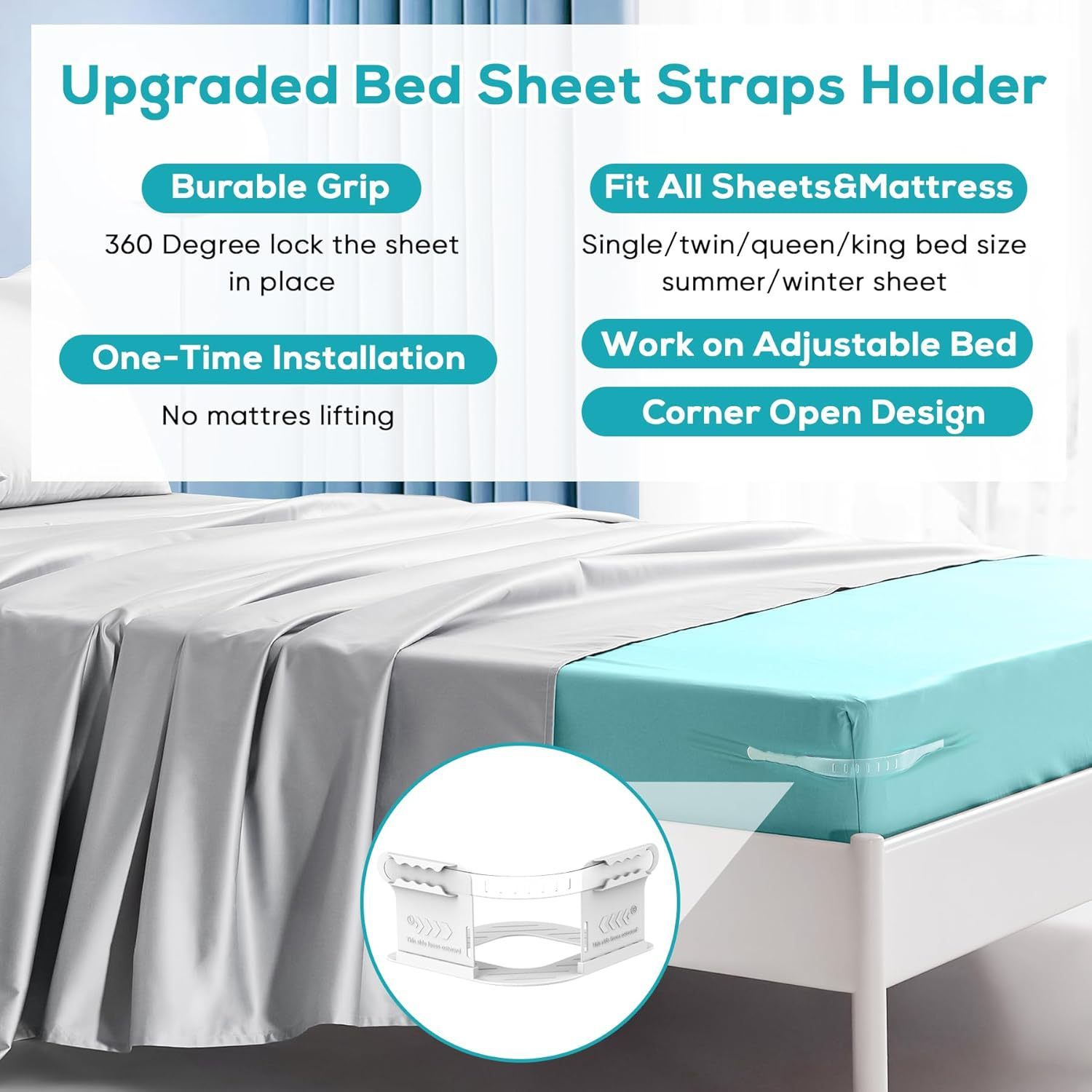 💖Last Day 49% OFF💖Sheet Holders - Secure Bed Sheets Firmly in Place - 4 Pack
