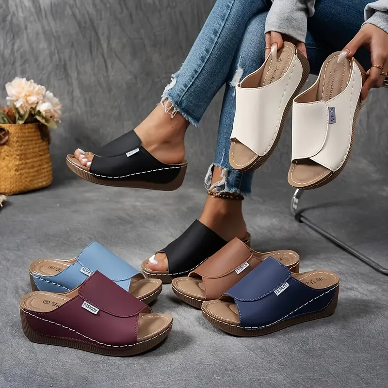 🔥HOT SALE -50% OFF🔥 Comfortable Arch Support Slides - Women's Solid Color Sandals - Breathable