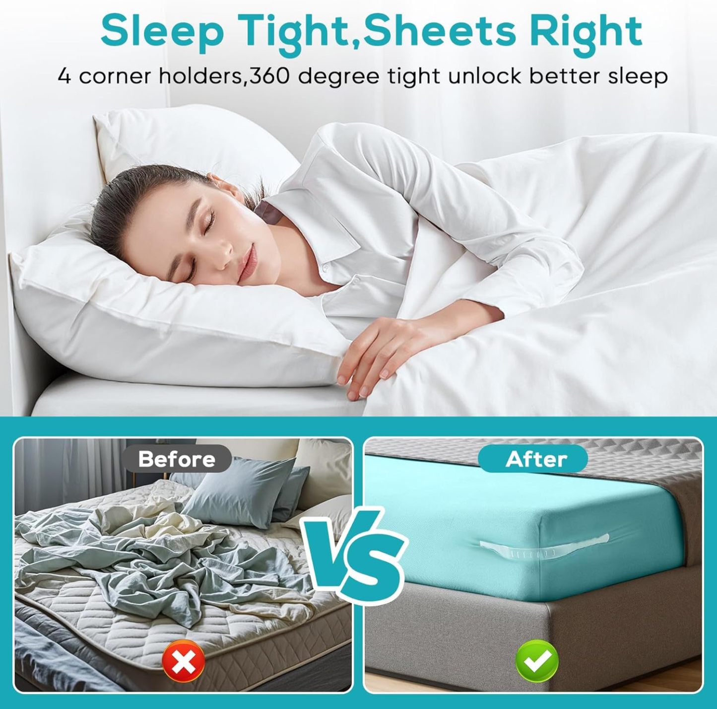 💖Last Day 49% OFF💖Sheet Holders - Secure Bed Sheets Firmly in Place - 4 Pack
