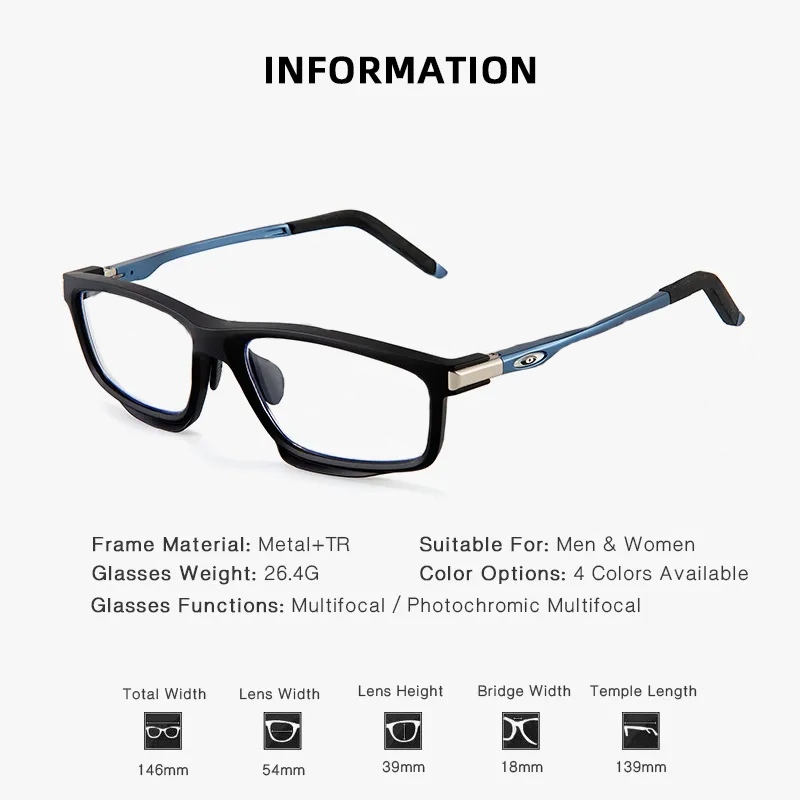 SPORTS OUTDOOR ALUMINUM MAGNESIUM ULTRA-LIGHT COLOR-CHANGING MULTI-FOCAL READING GLASSES