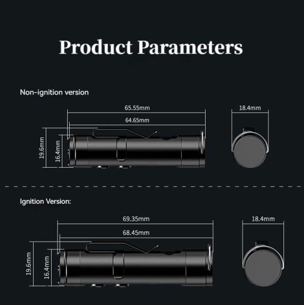 🔦Pocket Rechargeable EDC Flashlight: Mini Keychain Light with Fire Starter & Window Breaker