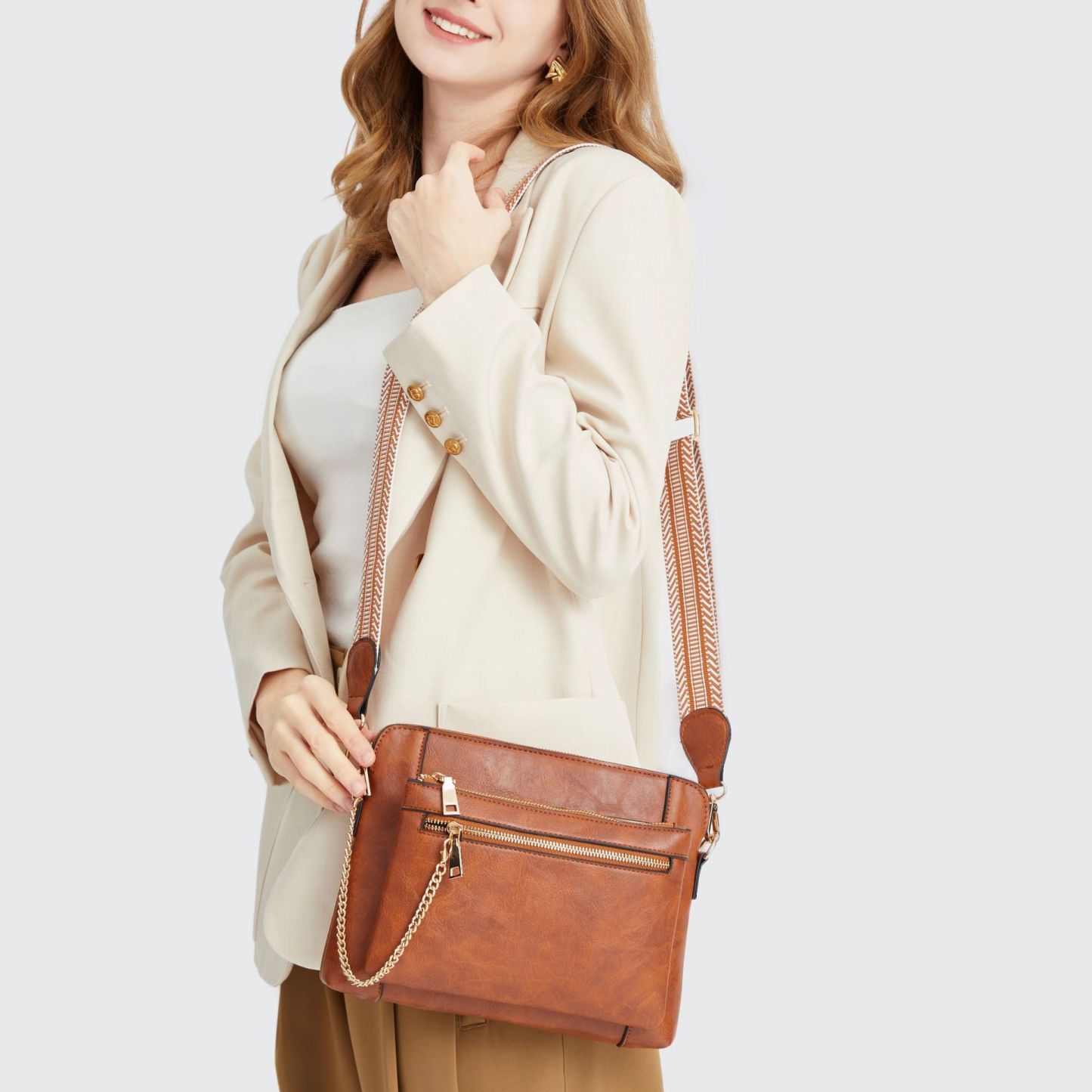 Multifunctional Crossbody Shoulder Bag Wallet Removable Bohemian Wide Shoulder Strap