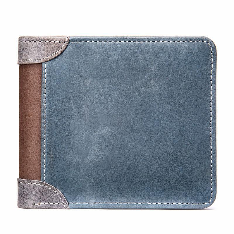 Men's Leather Contrast Design Folded Wallet