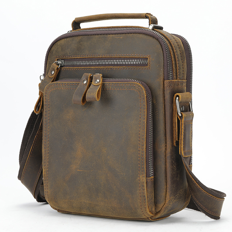 Men's Bag Multi Functional Cowhide Leather Crossbody Bag