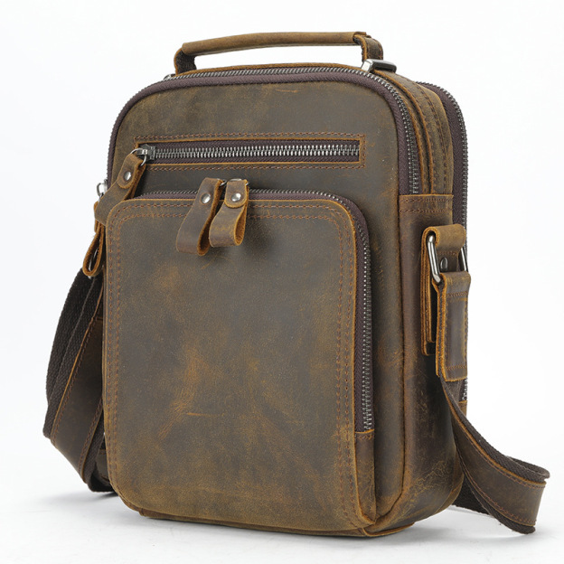 Men's Bag Multi Functional Cowhide Leather Crossbody Bag