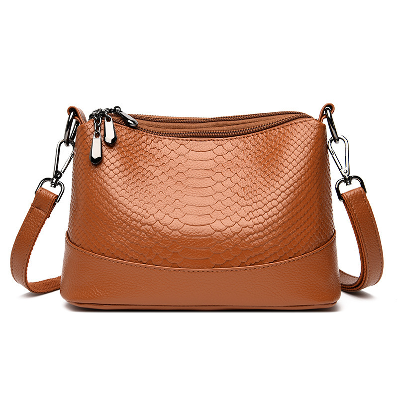 Crocodile Pattern Multi-layer Soft Leather Bag
