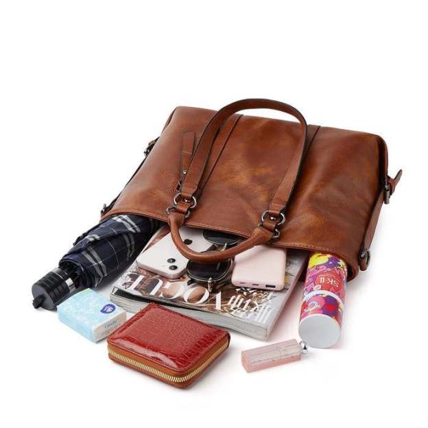 Stylish Women's Leather Shoulder Tote – Work & Daily Use-Free Shipping