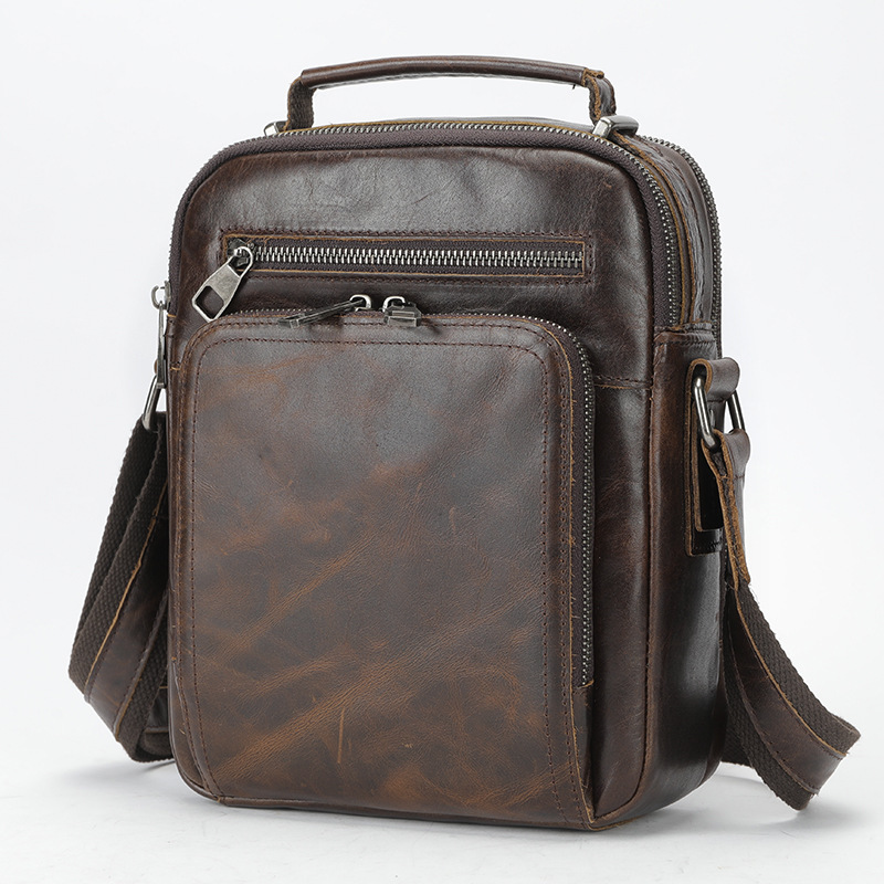 Men's Bag Multi Functional Cowhide Leather Crossbody Bag