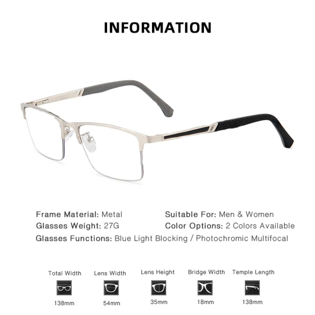 MEN'S RETRO HALF-FRAME ANTI-BLUE LIGHT READING GLASSES