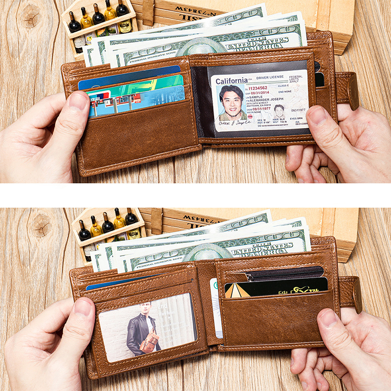 Men's Casual Retro Large Capacity Leather Wallets