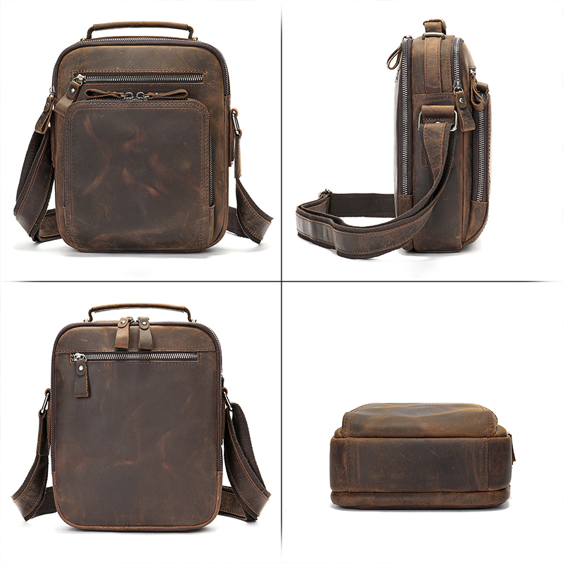 Men's Bag Multi Functional Cowhide Leather Crossbody Bag