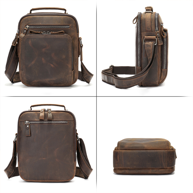 Men's Bag Multi Functional Cowhide Leather Crossbody Bag