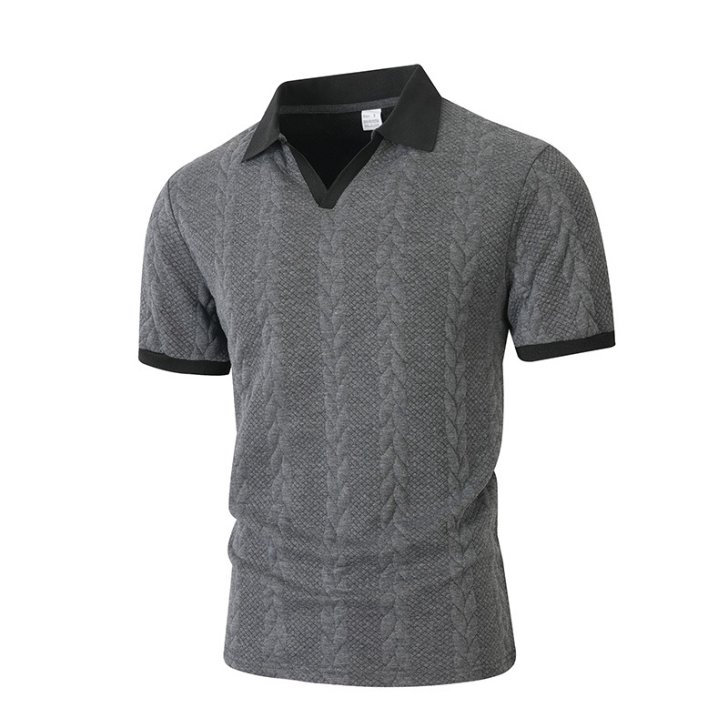 New men's patchwork short-sleeved polo shirt