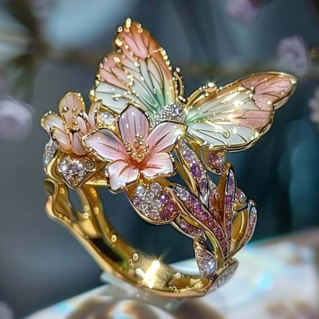 🔥LAST Sale 70% OFF - 🌸Butterfly Flower Ring🌸