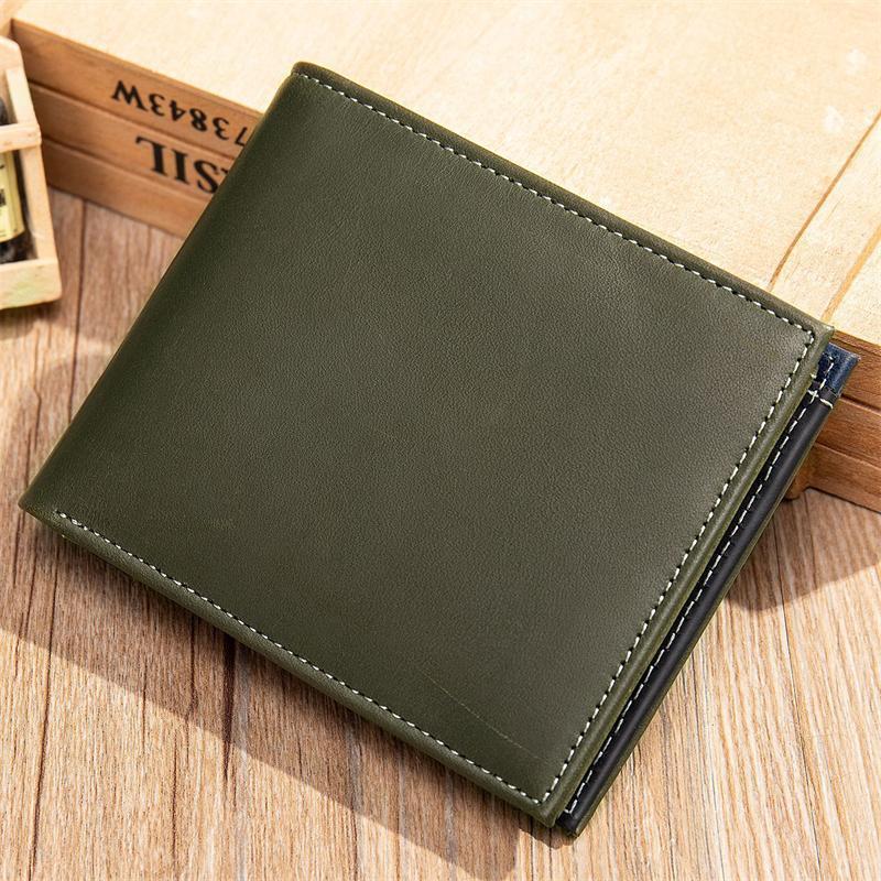 Men's Leather Contrast Design Folded Wallet