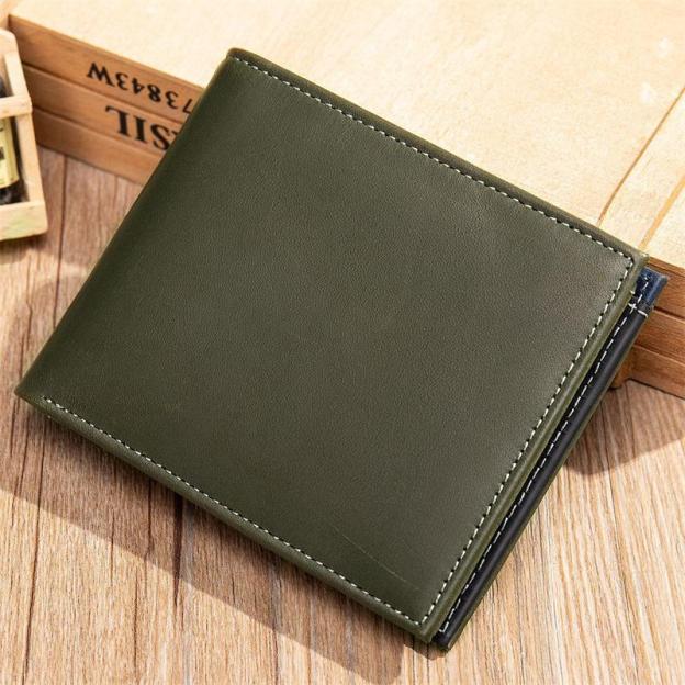 Men's Leather Contrast Design Folded Wallet