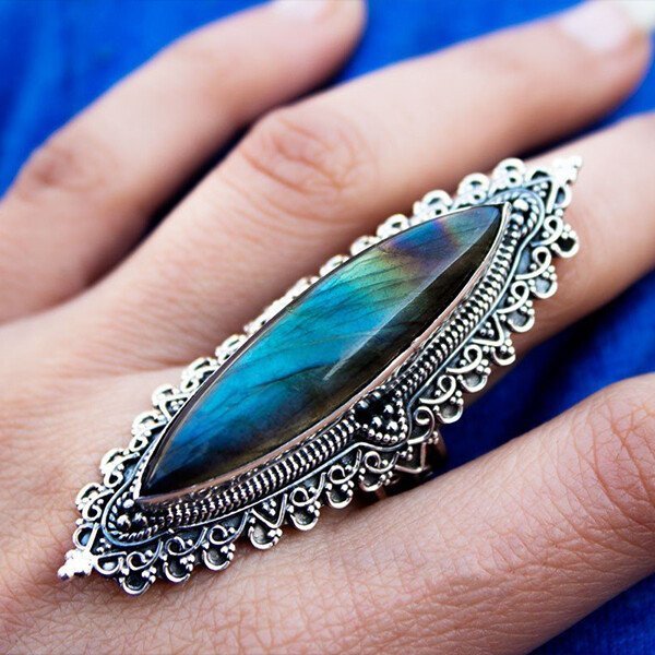 🔥 Last Day Promotion 75% OFF 🔥Sterling Silver Marquise shape Labradorite Handmade Ring