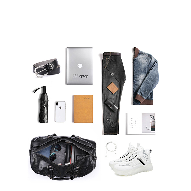 Men's Travel Cowhide Top Layer Fitness Bag