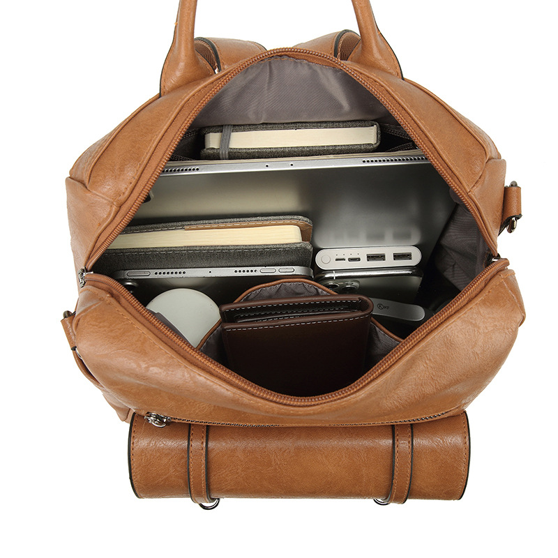 PU Soft Leather Dual-use Shoulder Bag Large Capacity Commuting Backpack For Women