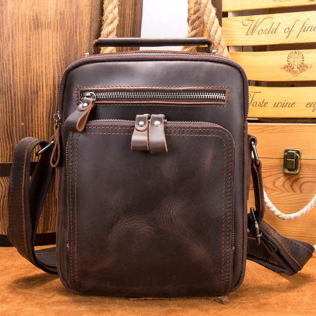 Men's Bag Multi Functional Cowhide Leather Crossbody Bag