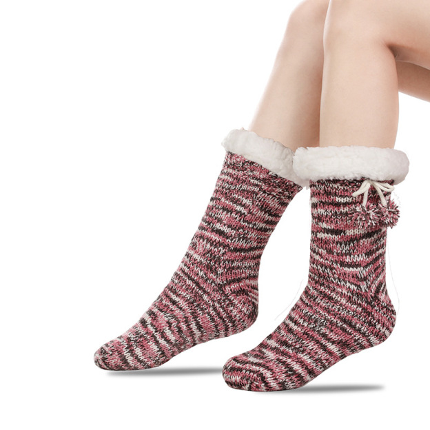 🔥Early Christmas SALE🔥Ultra-thick Cashmere Slipper Home Socks-cherry