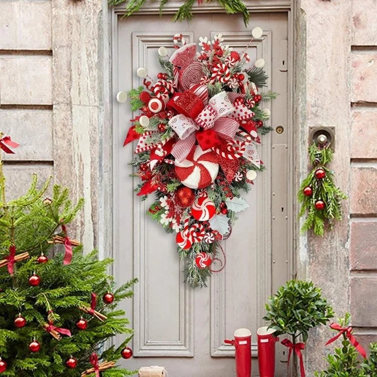 🔥Last Day 49 OFF🔥🍭Candy Cane Christmas Wreath🍭 Caserot