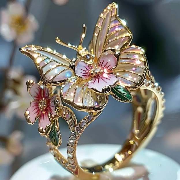🔥LAST Sale 70% OFF - 🌸Butterfly Flower Ring🌸