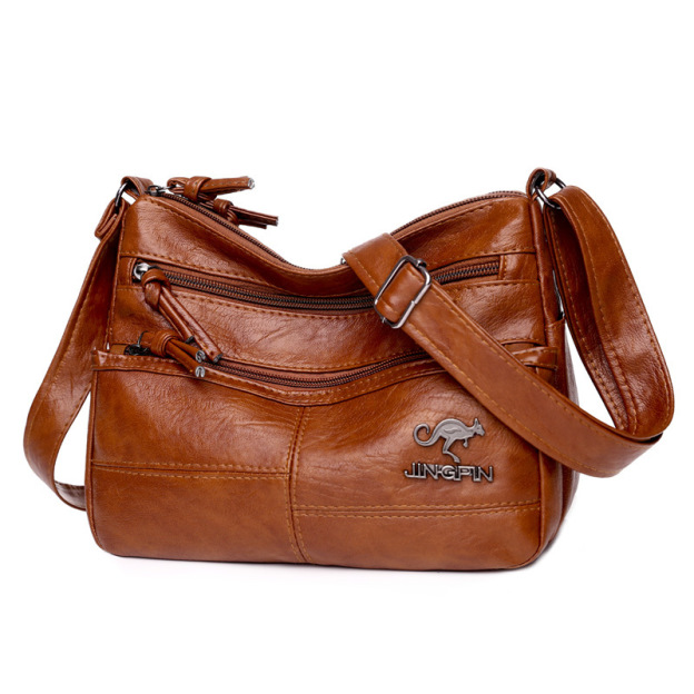 Retro Multi Pocket Large Capacity Leather Bag