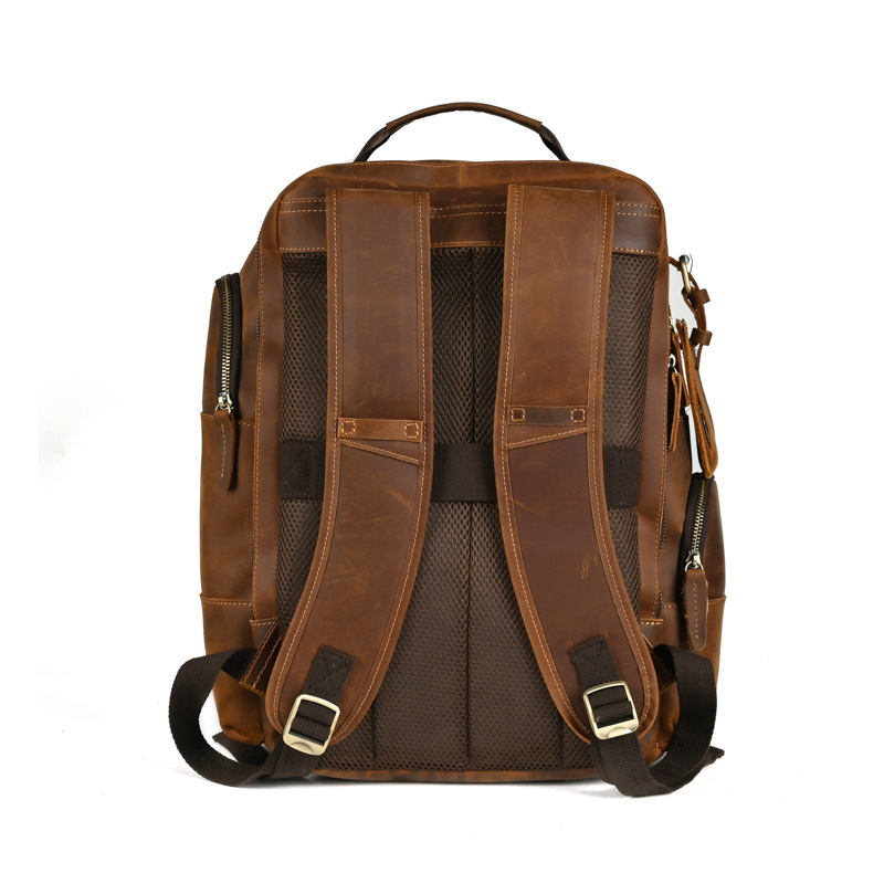 Men's 15.6-inch Large Capacity Retro Leather Backpack