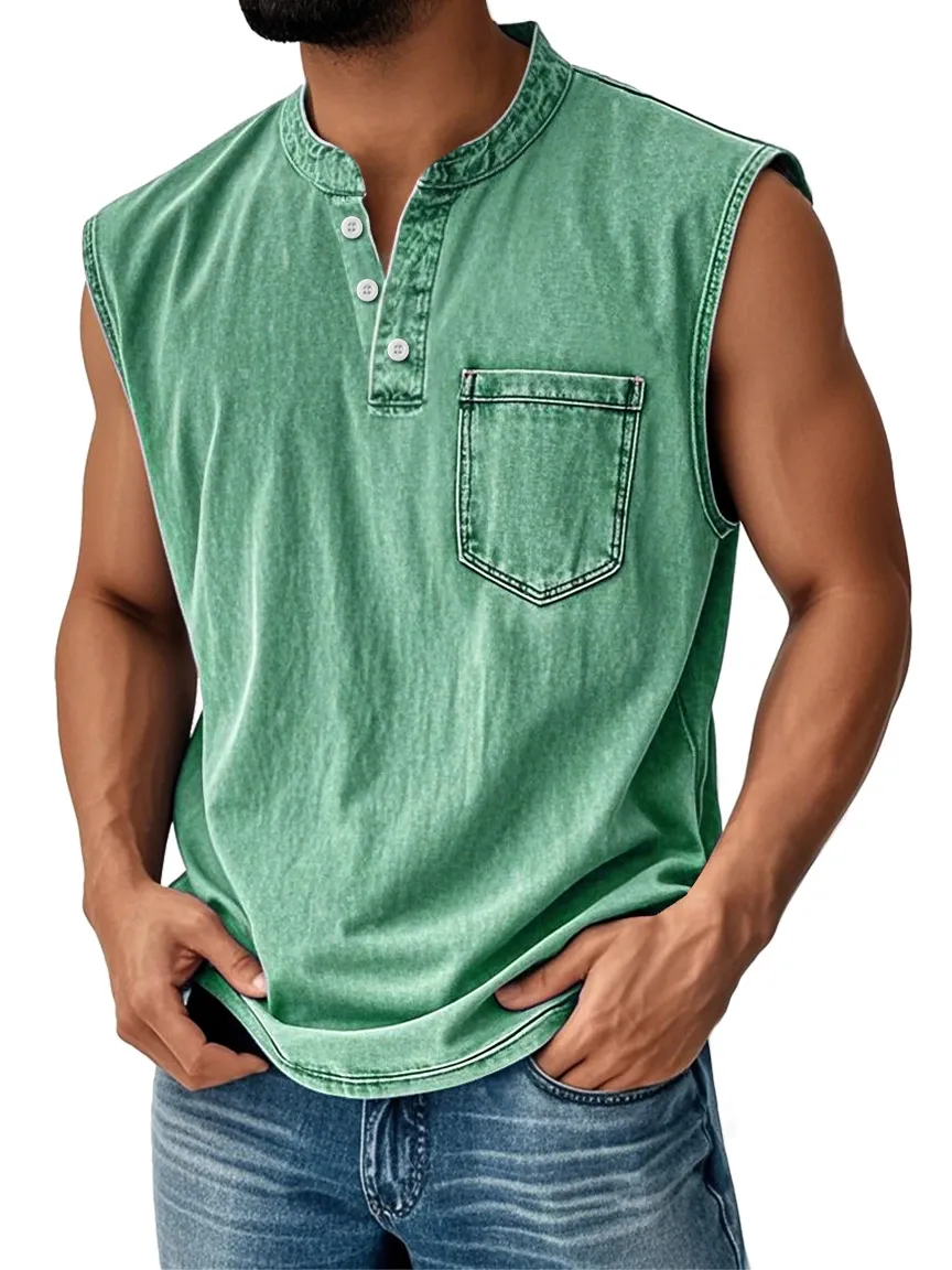 Men Can’t Get Enough of This Cozy Sleeveless Henley Vest