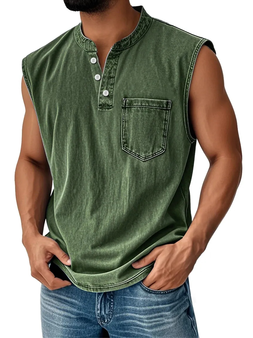 Men Can’t Get Enough of This Cozy Sleeveless Henley Vest