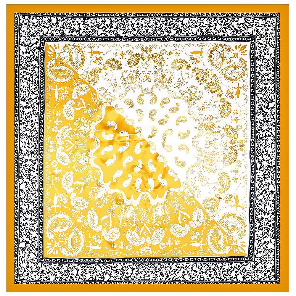 Bohemian colorblock cashew square silk scarf