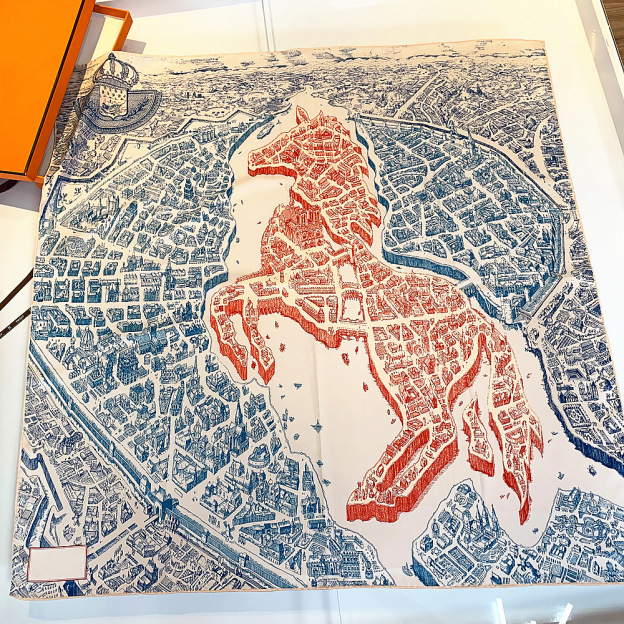 City and Horse Square Silk Scarf
