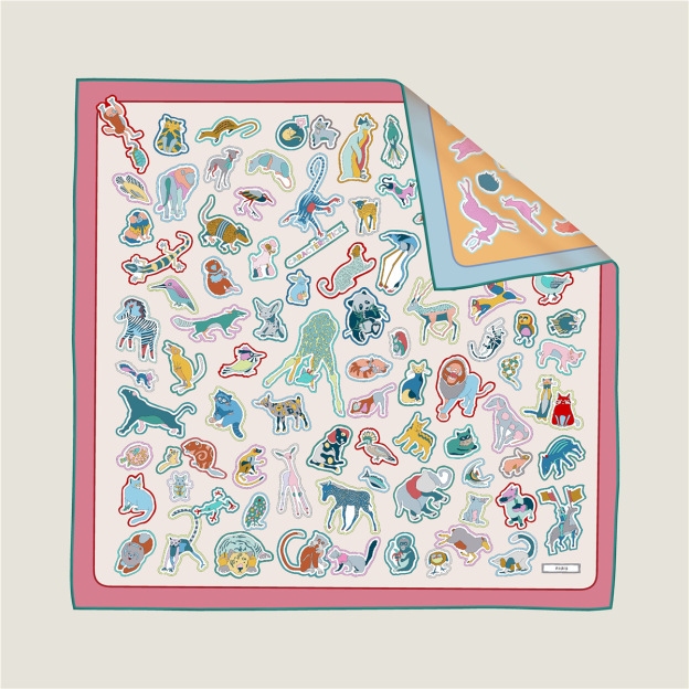 Animal Collection Double-Sided Silk Scarf