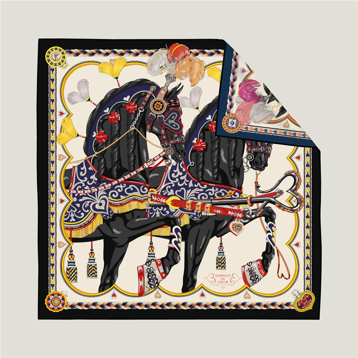 Sweet Love Horse Double-Sided Silk Scarf