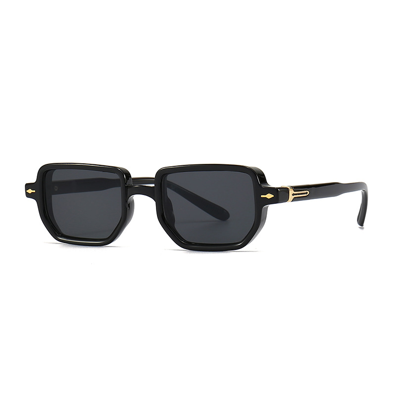 Gold-rimmed square sunglasses